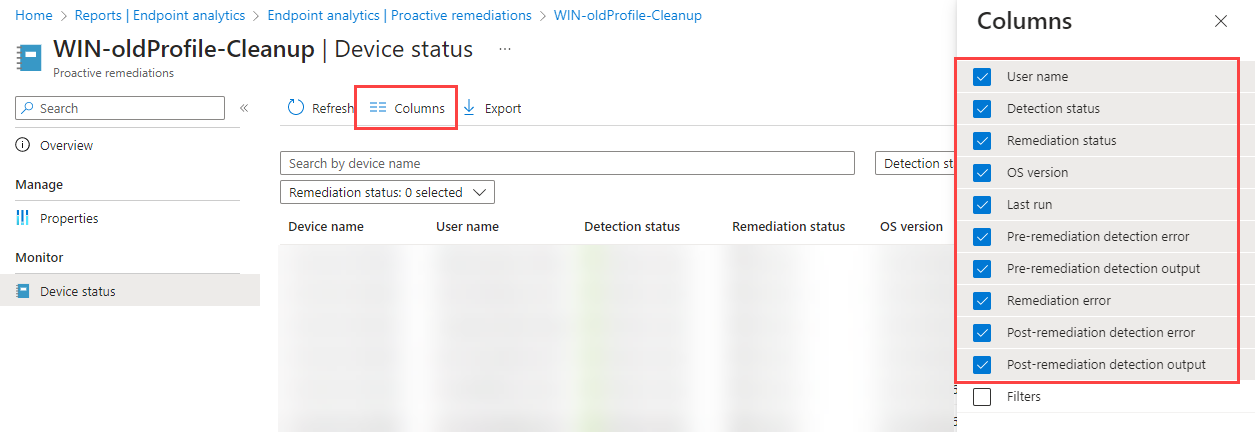 Pre-remediation detection output for old profiles